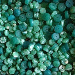 Lot of 25 Vintage Glass Beads Green Rondelles Spacers